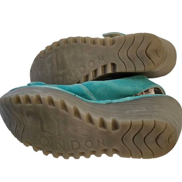 Fly London wedge sandals, faded turquoise.  Size 39(8). - Picture 4 of 5